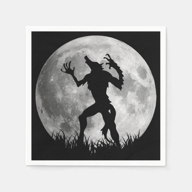 Cool Werewolf Full Moon Transformation Napkin (Front)