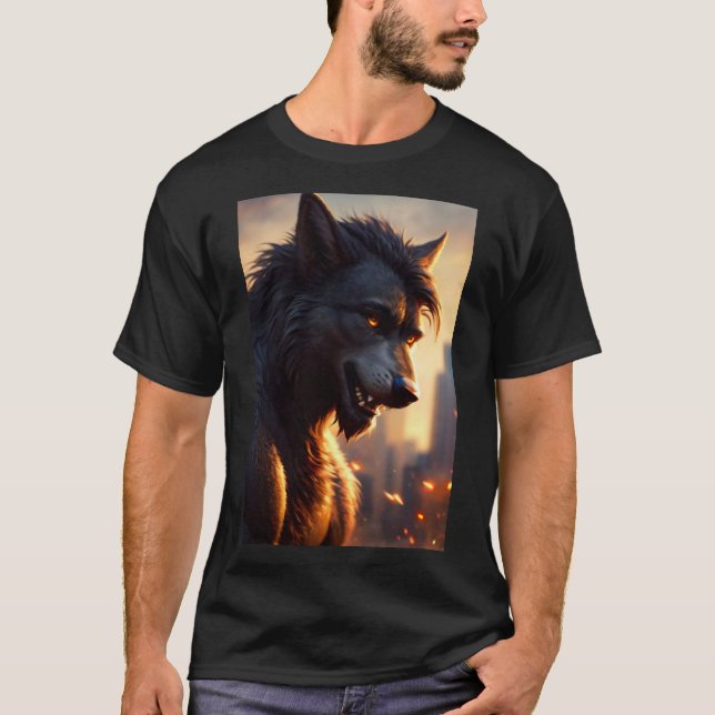 Cool Werewolf Furry Therian Art  T-Shirt (Front)