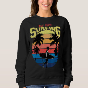 Cool West Coast Surfing Retro Sunset Surfboard Pal Sweatshirt