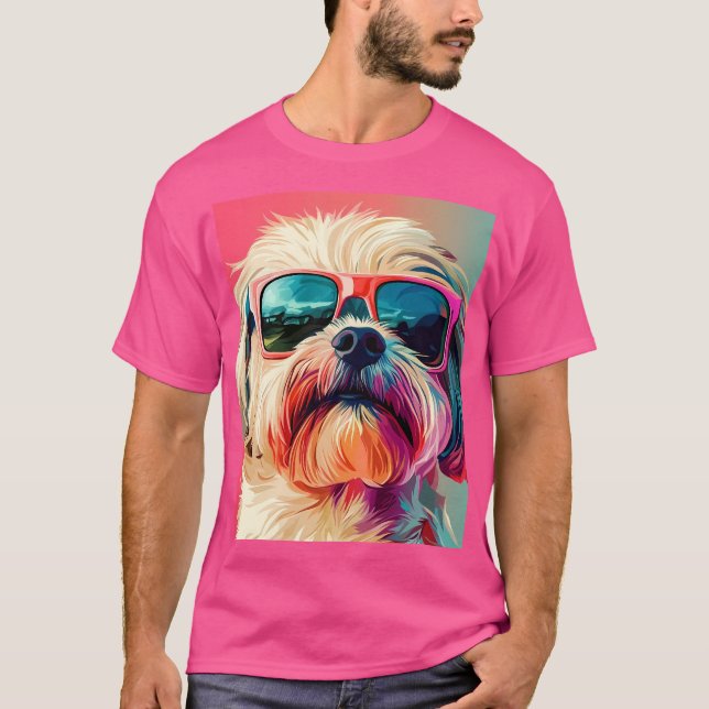 Cool West Highland White Terrier dog with sunglass T-Shirt (Front)