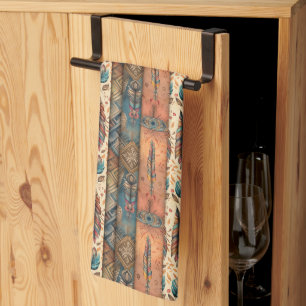 Cool Western BoHo tiled pattern Tea Towel