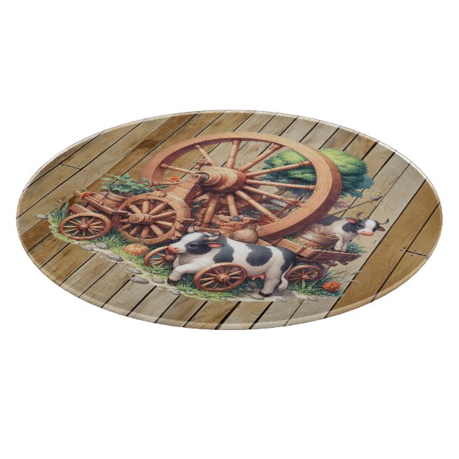 Cool Western cows and wheels Cutting Board (Corner)
