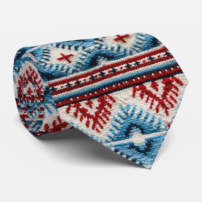 Cool Western embroidery tiled pattern  Tie (Rolled)