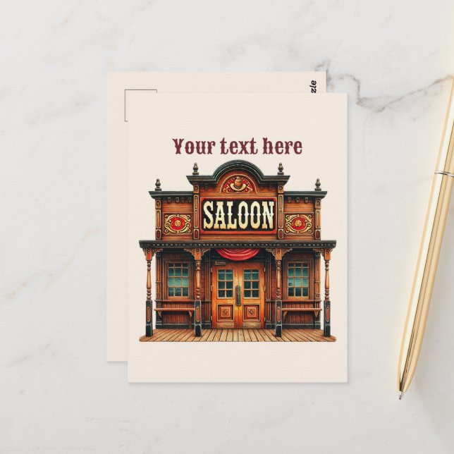 Cool Western Saloon add message Postcard (Front/Back In Situ)