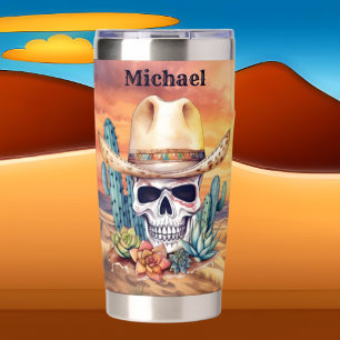 Cool Western Skull add name Insulated Tumbler