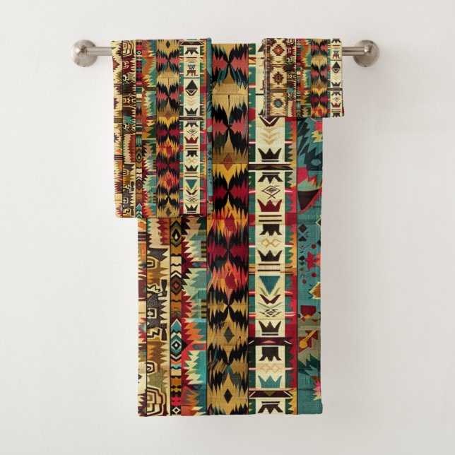 Cool Western tiled pattern  Bath Towel Set (Insitu)