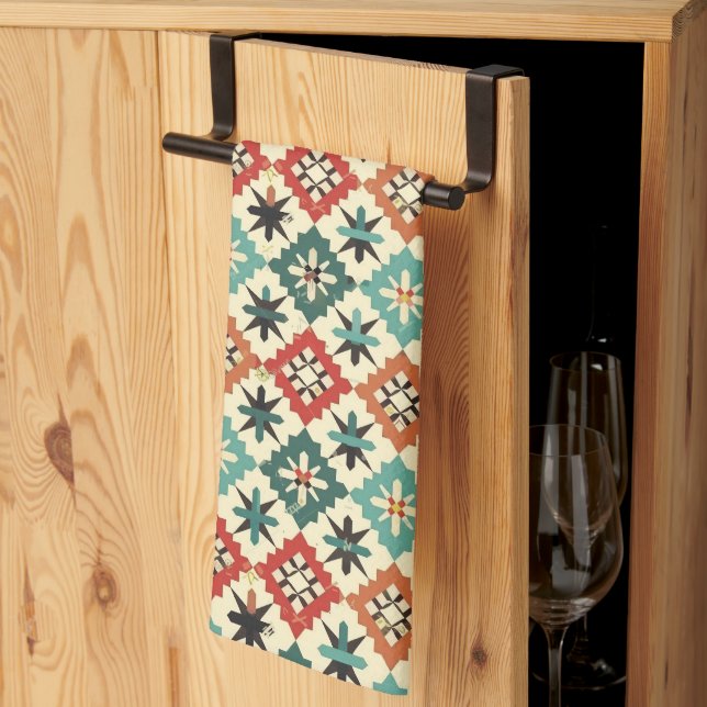 Cool Western tiled pattern  Tea Towel (Thirds Fold)