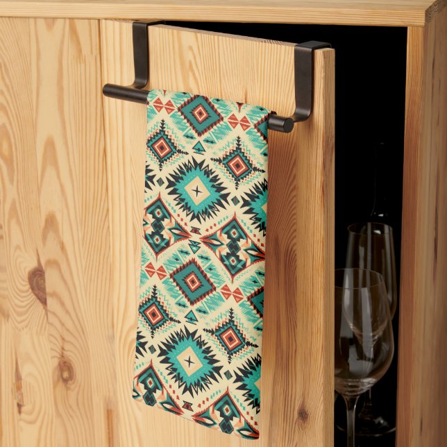 Cool Western tiled pattern  Tea Towel (Thirds Fold)