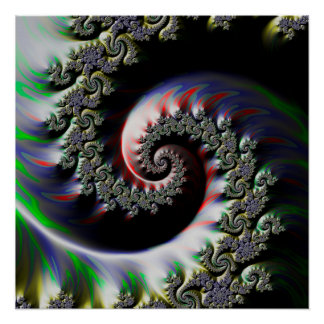 Cool Wet Paint Fractal Swirl of RGB Primary Colour Poster