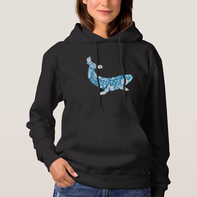 Cool Whale Made Of Nature Elements Ocean Hoodie (Front)