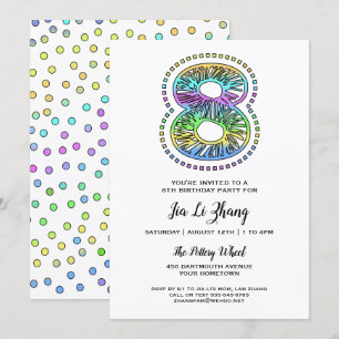 Cool Whimsical Fun 8th Birthday Party Invitation