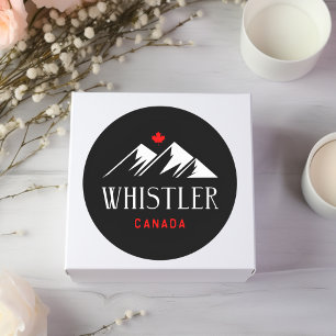 Cool Whistler Canada Mountains Maple Leaf Dark Classic Round Sticker