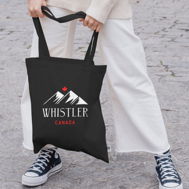 Cool Whistler Canada Mountains Maple Leaf Dark Tote Bag (Creator Uploaded)