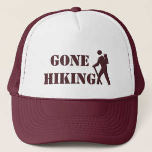 cool white and maroon gone hiking sports hat. trucker hat