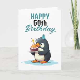 Cool White & Black Penguin Husband 60th Birthday Card