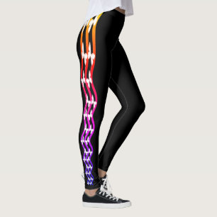 Cool White Butterfly Colour Shading Strips on Blac Leggings