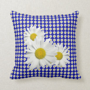 Cool White Daisy Crush Cushion