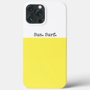 Cool White Lemon Yellow Happy "Sun. Surf" Text iPhone 13 Pro Max Case