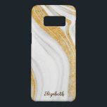 Cool White Marble Stone Gold Glitter Case-Mate Samsung Galaxy S8 Case<br><div class="desc">Modern white marble stone texture with gold touch and your name.</div>