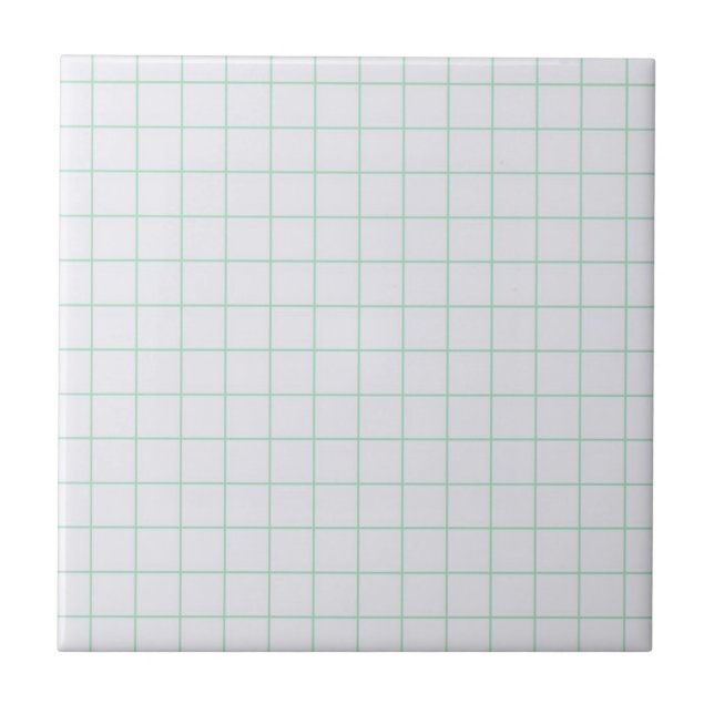 Cool White & Mint Green Chequered Retro Pattern Tile (Front)