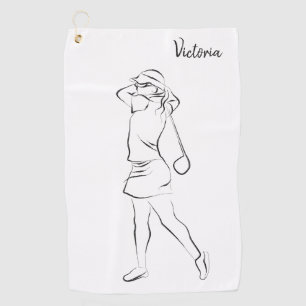 Cool White Modern Add Your Name Customised Ladies Golf Towel