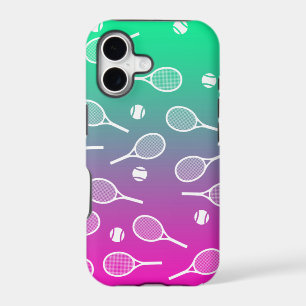 Cool White Retro Tennis Racquets Pattern Gradient