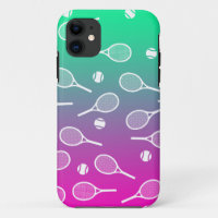 Cool White Retro Tennis Racquets Pattern Gradient 