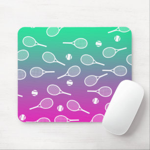 Cool White Retro Tennis Racquets Pattern Gradient  Mouse Pad