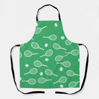 Cool White Retro Tennis Racquets Pattern Green