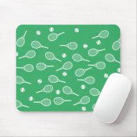 Cool White Retro Tennis Racquets Pattern Green