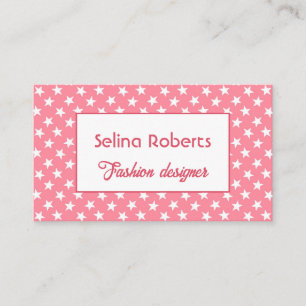 Cool white stars pattern on pink business card