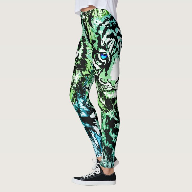 Cool White Tiger Head - Tiger Leggings (Left)