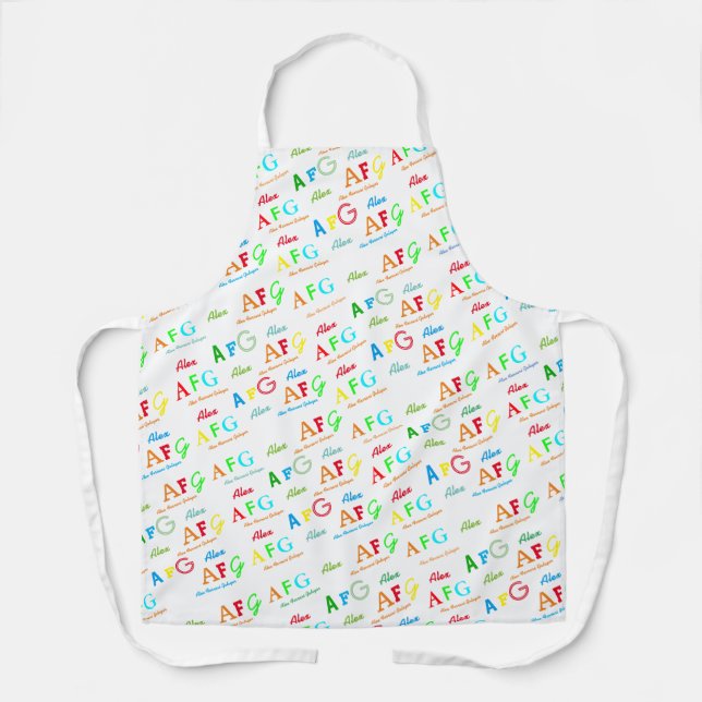cool whiteapron with pattern of colour names apron (Front)