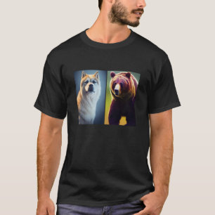 Cool Wild Animal Bear & White Dog Husky Outfit Ill T-Shirt