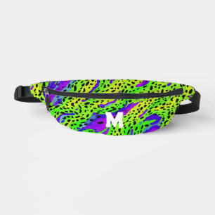 Cool Wild Green Purple Safari Animal Print Initial Bum Bags