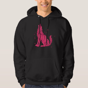 Cool Wild Pink Wolf Howling Wildlife Animals Wolve Hoodie