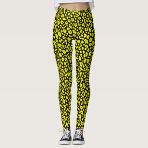 Cool Wilde Yellow And Black Leopard Print Pattern Leggings