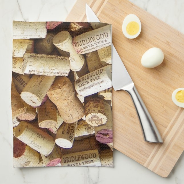 Cool Wine Cork Kitchen Towel! Tea Towel (Quarter Fold)