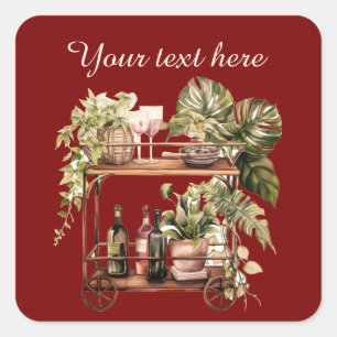 Cool wine lovers add text square sticker
