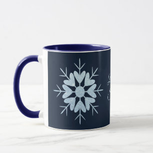 Cool Winter Icy Blue Crystal Glitter Snowflake Mug