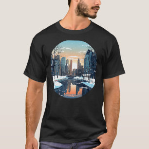 Cool wintry City with Lake in Winter Season for Sn T-Shirt