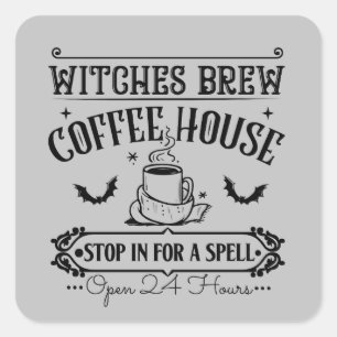 Cool witches brew coffee house Halloween Square Sticker