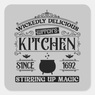 Cool witches kitchen word art Halloween Square Sticker