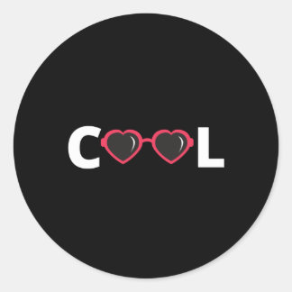 Cool - with red heart sunglasses classic round sticker