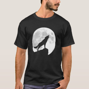 Cool Wolf Howling On A Bright Full Moon Halloween T-Shirt