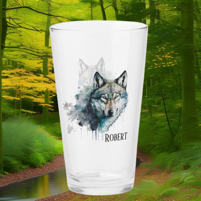 cool wolf lovers add name glass (Creator Uploaded)
