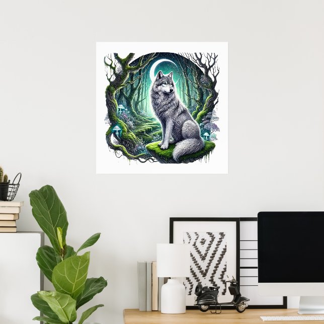 Cool wolf lovers animal  poster (Home Office)