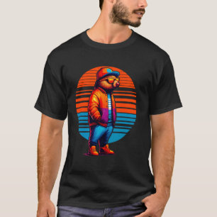 Cool Wombat Modern Urban Style Sunset Retro Art T-Shirt
