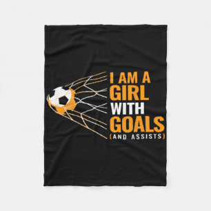 Cool Womens Motivational Goals I Am A Girl With Go Fleece Blanket