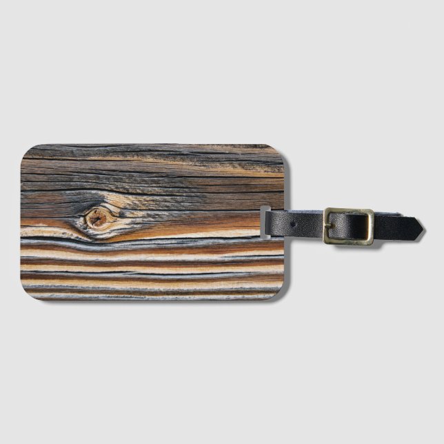 Cool Wood Grain Knot Texture Luggage Tag (Front Horizontal)